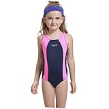 Bwiv フィットネス水着 ガールズ 競泳専門 スクール水着 ワンピース水着 キッズ/子供/ジュニア 競技/水泳/練習 連体 スイミングウェア 女の子 スイムスーツ ピンク・ネイビー 身長98cm以下