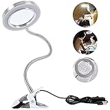 Magnifying Lamp with Clamp 8X Magnifying Glass LED Desk Lamp USB Powered Clip On with 2 Adjustable Light Settings for Tattoo,