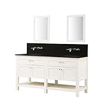 Preswick Spaプレミアム70の。Vanity inホワイトwith Granite Vanity Top inブラックwithホワイトBasinとミラー