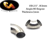 fidgetgear 1 pc 2.5 "インチ/63 mm 201ステンレススチール90度エルボパイプ曲げ厚さ：1 mm