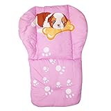 漫画犬コットン厚いベビーキャリッジクッションカートトロリーパッド（ピンク）