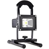 KAWELL 超薄型 10W LED投光器 充電式 バッテリー内蔵　キャンプ　アウトドア照明　 充電式 作業灯 探照灯 USB出力充電対応 1年保証(ブラック) …