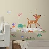 RoomMates RMK2776GM Woodland Baby Animal Log Peel and Stick Wall Decals [並行輸入品]