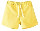 Plus Nao(プラスナオ) 子供用 ショートパンツ ホットパンツ ボトムス スウェット ウエストゴム ウエスト紐 運動着 部屋着 パジャマ ルーム 130 イエロー