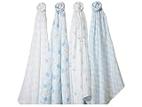 Muslin Swaddles モスリン おくるみ クラシックコレクション 4点セット パステルブルー