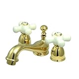 Kingston Brass KS3952PX Two Handle 4 in. to 8 in. Mini Widespread Lavatory Faucet with Brass Pop-up