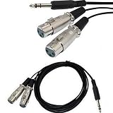 6.35mm オス to XLR メス オーディオ Y スプリッタコンバータケーブル、30cm 1.8m 6.35mm 1/4インチ TRSオスto 2デュアルXLRメスマイクステレオオーディオ変換アダプタケーブルコード 1.8M