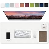 iCasso マウスパッド 白 デスクマット大型 マウスパッド 防水 90x40cm PUレザー デスクパッド おしゃれ 清潔しやすい 裏面滑り止め オフィス/ホーム用 男女兼用（ホワイト）