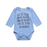 男の子女の子ロンパース& # x1 F60 a ;赤ちゃん服装セット☀ ️新生児幼児用文字プリントジャンプスーツ, 24M, ブルー, 1