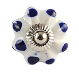 Set of 2 Blue Spotted hand painted ceramic pumpkin knobs cabinet drawer handles pulls