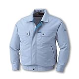 空調服:綿・ポリ混紡トリカット空調服(服、ファン2個、ケーブル、バッテリーセット) 型式:BK-500TRサックス2L
