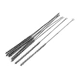 uxcell　ボアブラシ　鋼　金属　シルバートーン　ブラック　10個入り　ワイヤーブラシ洗浄パイプ管孔