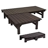 SINAPP 縁台 3点セット ベンチ ステップ 木製 幅180 SIK2034 ダークブラウン180x90cm