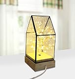 xiyunhan Night Light Solid Wood FireツリーシルバーフラワーガラスカバーUSB充電家ライト寝室ホームDIY装飾雰囲気ボタン夜ライト誕生日ギフトギフト暖かいライト省電力