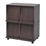 JKプラン Carmine スタッキングフラップシリーズ ディスプレイラック2P×2個組(キャスター付き） 幅37cm ダークブラウン fr-052ca-2-db