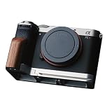 [恵＼イーサン] SONY α7CII A7C ii A7CR A7C2 専用 ハンドグリップメタル 檀木材 ハンドメイド ボディケース 用のハンドグリップです 高級手作り木質 互換 電池交換便利 底面開閉 シルバーメタルベース (赤茶色)