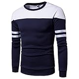上着 Timsa メンズ Tシャツ カジュアル スウェット スプライス クルーネック スウェット 混合色 ジャージ 秋冬春 長袖 防寒服 男の子 運動風 トップス 通勤 通学 部屋着 (ネイビー, 2