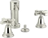 Kohler K-13142-3B-SN Pinstripe Bidet Faucet with Cross Handles, Vibrant Polished Nickel [並行輸入品]