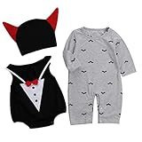 EOZY ベビー ハロウィン コスチューム 吸血鬼 仮装 パーティー ロンパース カバーオール 帽子 3点セット 子供用 可愛い 撮影記念 赤ちゃん 男女兼用 90