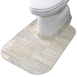 サンコー ずれない トイレマット 拭ける 床汚れ防止 ロング ホワイト ウッド 60×85cm おくだけ吸着 日本製 KV-18