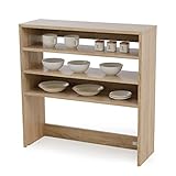 LOWYA （ロウヤ） 【上段単品】 食器棚 キッチン収納 リアル木目調 オープン収納 2口コンセント付き 可動棚 PVC仕上げ アッパーキャビネット 幅90cm オーク おしゃれ