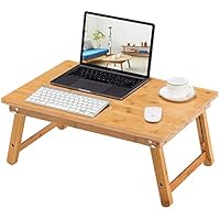 ノートパソコンデスク 竹製 ベッドテーブル ローテーブル 折りたたみ式 高さ調節可能 多機能 トレーテーブル ナチュラル シンプル デザイン どんな部屋でも馴染みします 幅65×奥行45×高さ27.5~39cm FT001-65