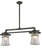 Troy Lighting Pearl Street 2-Light Outdoor Pendant - Charred Zinc Finish with Clear Outer and Froste
