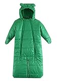 (ビグッド)Bigood ベビーカーシュラフ 子供 新生児 寝袋 赤ちゃん ロンパース シュラフ スリーパー長袖 フード付き ベビーカバーオール 厚手 秋 冬 S グリーン