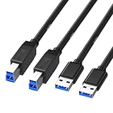 USB 3.0 ケーブル プリンターケーブル 0.3m +0.3m タイプAオス タイプBオス 5Gbps 高速転送 動作安定 スキャナー/サーバー/外付けHDD/外付けSDD/プリンターなど対応 ブラック (0.3m+0.3m)