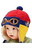 (SCGEHA) ベビー キッズ パイロット 帽子 キャップ フリース 防寒 もこもこ 耳あて 4カラー (レッド)