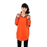 Lecpra (レクプラ) トップス チェック柄 マタニティ 授乳服 イエロー オレンジ ( M L XL ) 長袖 (M, 橙色)