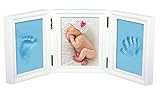 赤ちゃんの手形やフットプリント品質ウッド記念品フレームキットのためのキットデラックス鋳造NaiFeiプレシャスベイビー (ホワイトフレームオフ)