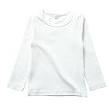 [KISBINI] 子供服 Tシャツ インナー 女の子 長袖 ガールズ キッズ カットソー トップス 下着 ラウンドネック 無地 丸首 男の子 コットン 部屋着 綿 キャンディーカラー 100 ホワイト