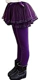 Plus Nao(プラスナオ) 子供用 チュールスカッツ 裏起毛 ノーマル チュールスカート付 レギンス スカッツ ウエストゴム リボン パイピング 100 パープル【裏起毛】