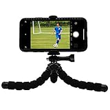 Fotopro スマホ 三脚 リモコン付き 小型 卓上 自撮り スマホ用 スマホホルダー アダプター iPhone Android ｇopro カメラ デジカメ 対応 MS-4HA ブラック