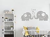 LUCKKYY Two Cute Elephants with Love Wall Decal Vinyl Wall Sticker Baby Nursery Decor Kids Room Wall
