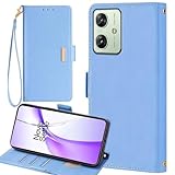 Cobeimisr for モトローラ 用 G64 5G ケース モト G64Y 5G 手帳型 通用 MotoG64 5G SIMフリー ストラップケース XT2431-2 ワイモバイル カバー 適用 Cobeimisr case マグネット 携帯カバー ストラップ ストラップ付き スマホケース ブルー