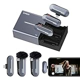 iphoneピンマイク ワイヤレス, SYNCO P2SL 2人動画撮影 迅速自動ペアリング 音量調整 ノイズキャンセリング機能 150m伝送距離 長時間使用 Lightning端子対応ピンマイク 2台送信機・1台受信機, iphoneピンマイク-ワイヤレスマイク-スマホマイク-アイフォン-外付けマイク