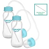 Tinukim Hands Free Baby Bottle - Anti-Colic Nursing System 9 Ounce (Set of 2 - Blue) [並行輸入品]