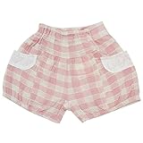 【本体綿100%】2016年 夏物 UZULAND ウズランド クレープ 先染めギンガムチェック ３分丈パンツ ピンク◇95cm
