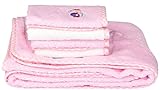 Hooded Towel - 100% Cotton Baby Hooded Terry Bath Towel with 4 Washcloths by Ely's & Co. (Pink) by E