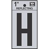 hy-ko rv-15 / H Reflective Letter with Hサイン、1.25インチ、ブラック