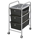 キャスター付き ワゴン キッチンワゴン 収納 スリム 引き出し ランドリー 台所収納 チェスト 3段 ブラック