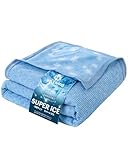 VK Living タオルケット 接触冷感 夏用 シングル リバーシブル 【SUPER ICE】 冷感＆タオル地 140×190cm ひんやり 24時間持続制菌消臭 除湿速乾 軽量 丸洗いOK たおるけっと 冷感ケット クールケット スノーブルー