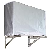 PURE-O エアコン 室外機カバー 配管スリット付き 防水 防塵 日焼け止め シルバー (L 40 * 94 * 73cm)