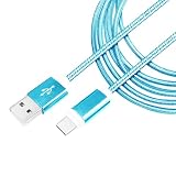 mitas USB Type-C ケーブル 急速充電 高耐久 充電ケーブル ナイロンメッシュ編み タイプC USBケーブル 断線しにくい スマホ 充電対応 スカイブルー 1.5m ER-ALTPC15-SB