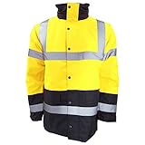 (ポートウエスト) Portwest メンズ ハイビズ 防水 コントラストパネル トラフィックジャケット 作業ジャケット 安全 男性用 (L) (イエロー/ネイビー)
