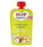 HiPP Organic Mango, Apple & Peach 4+ Months 100g (Pack of 2) - ヒップ有機マンゴー、りんご＆桃4+ヶ月100グラム (Hipp) (x2)