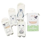 QD-WST 子供 ソックス かわいい靴下 4点セット プレゼント ギフト 出産祝い 動物柄 ケース付き (L, 06)