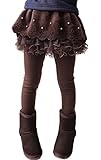 （ポルテボヌール) レギンス 付き スカート ベロア 子供 服 (03 ブラウン薄手 130cm)